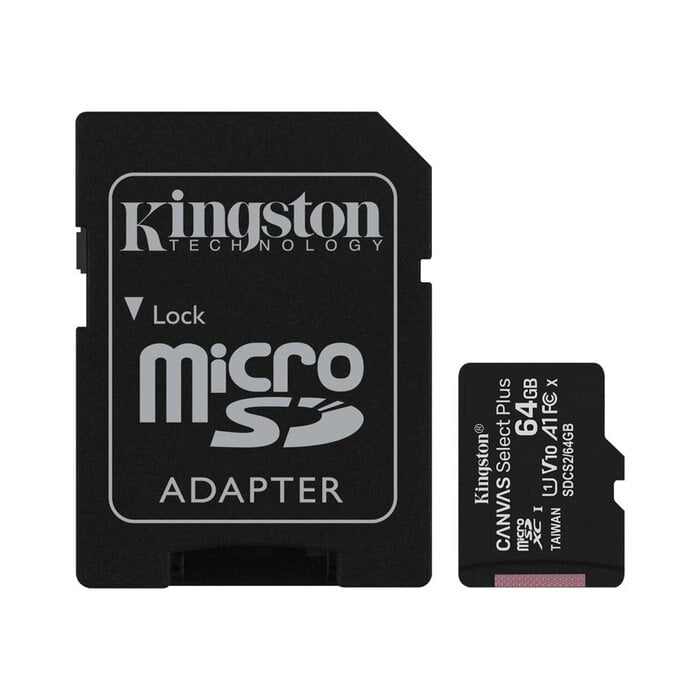 Kingston 64 GB MicroSDXC Canvas Select  Plus 100 MBs met SD Adapter