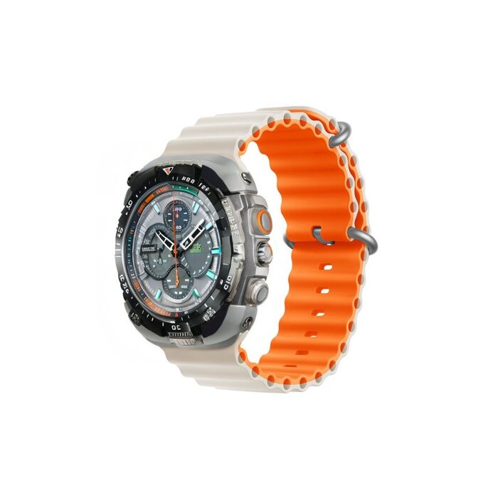 Devia sport bandje licht grijs - Oranje voor Apple Watch (42/44/45/49 mm)