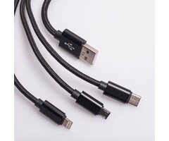 maXlife 3in1 USB-kabel - USB-C, Lightning, micro-USB 100cm