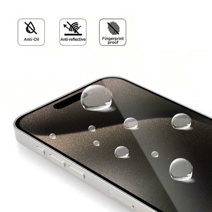 VMAX Telefoon Screenprotector voor iPhone 16 en iPhpne 15 transparant