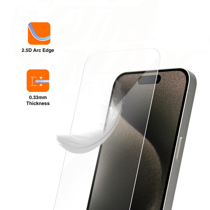VMAX Telefoon Screenprotector voor iPhone 16 en iPhpne 15 transparant