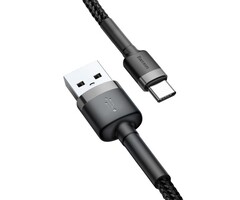 Baseus USB kabel - USB-C -  3A -  0,5 meter Grijs/Zwart