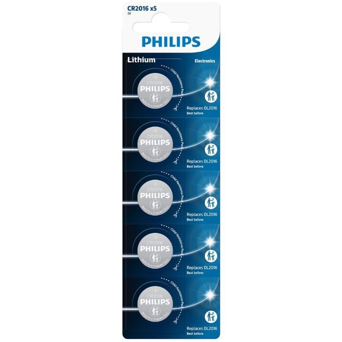 Philips CR2016 Knoopcel batterijen 5 Stuks