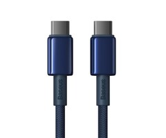 Baseus USB-C Kabel  1 meter Tungsten Gold 100W  Marine blauw
