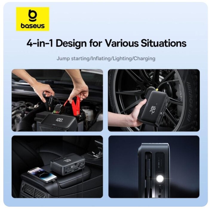 Baseus Baseus Super Energy Series 4-in-1 Jumpstarter 600A met Powerbank, Compressor en Zaklamp