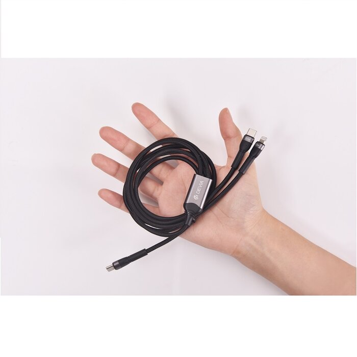 Devia USB-C kabel naar  USB-C en  Lightning, 120 cm zwart