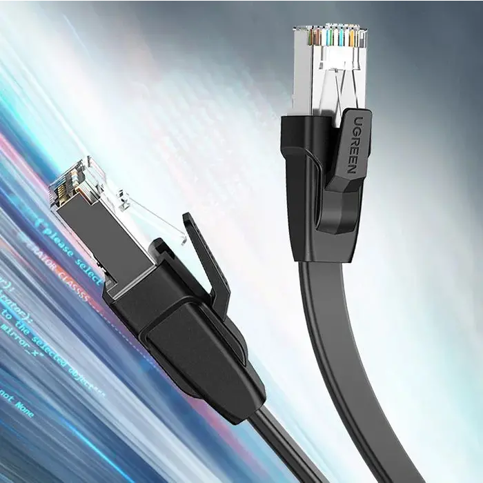 Ugreen Cat 8 Platte Ethernet Kabel 1 Meter – 40 Gbps Netwerksnelheid, Plat Ontwerp, RJ45-Connectors