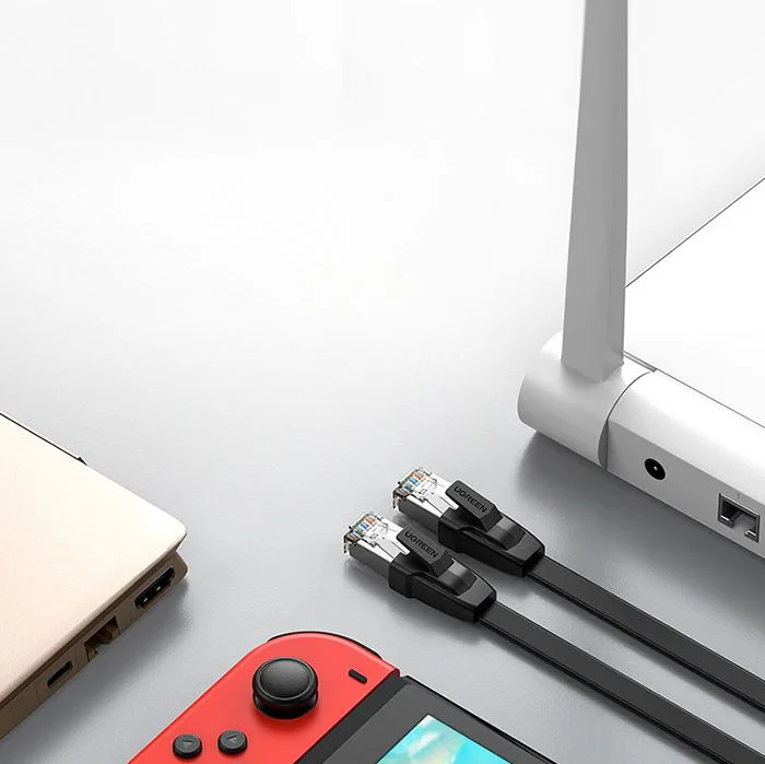 Ugreen Platte Netwerkkabel Cat 8 – 0,5 Meter – Zwart – Hoge Snelheid Ethernetkabel met RJ45-Connectors