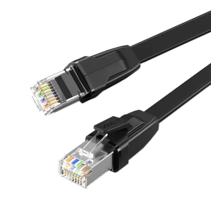 Ugreen Platte Netwerkkabel Cat 8 – 0,5 Meter – Zwart – Hoge Snelheid Ethernetkabel met RJ45-Connectors