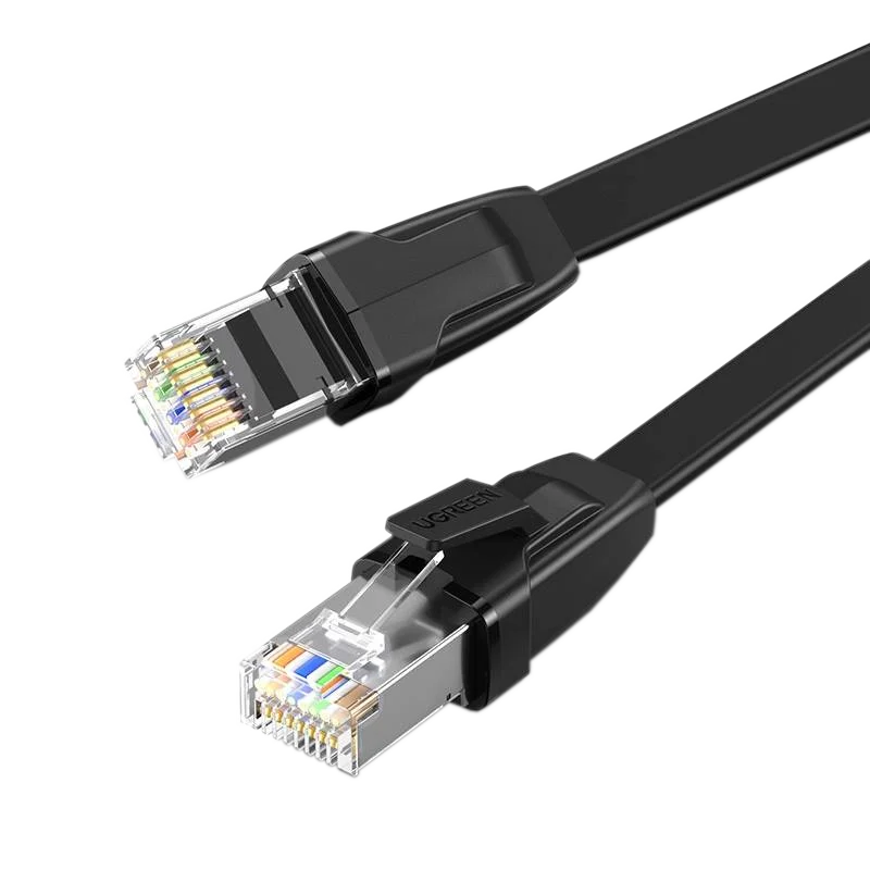 Ugreen Platte Netwerkkabel Cat 8 – 0,5 Meter – Zwart – Hoge Snelheid Ethernetkabel met RJ45-Connectors