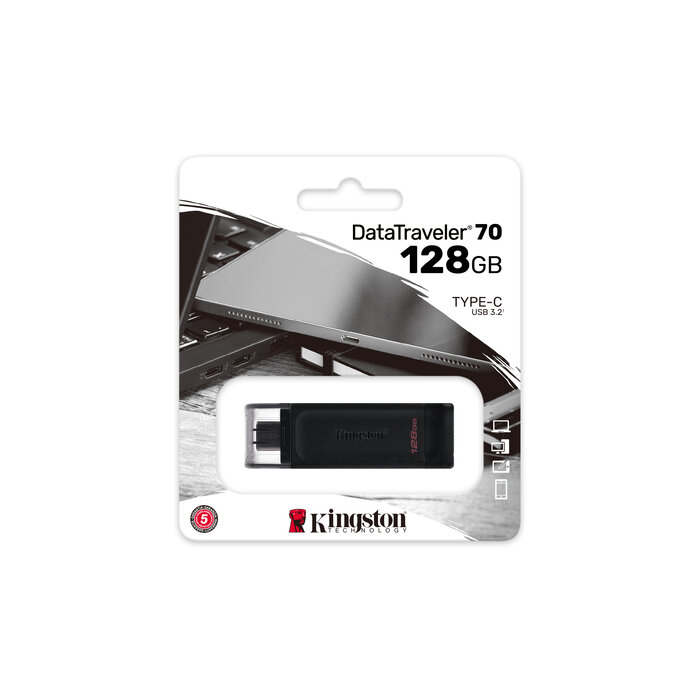 Kingston 128 GB DataTraveler 70 USB-C 3.2 Gen 1 Flash Drive – Compacte en Snelle Opslagoplossing