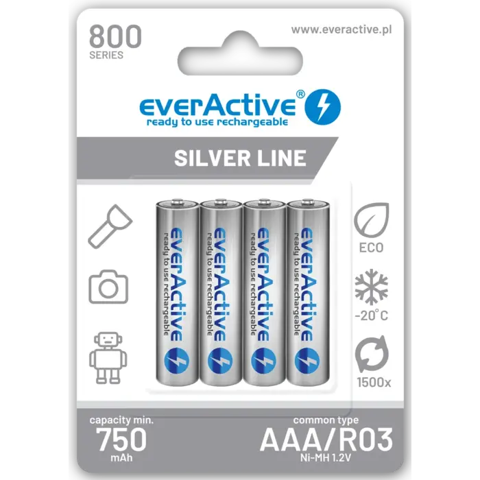 everActive Oplaadbare AAA 750mAh  4 stuks