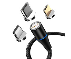 maXlife 3 in 1 USB kabel USB-C,   lightning, micro-USB Magnetisch 100cm