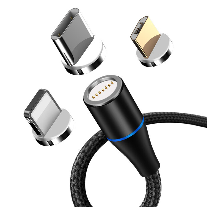 maXlife 3 in 1 USB kabel USB-C,   lightning, micro-USB Magnetisch 100cm