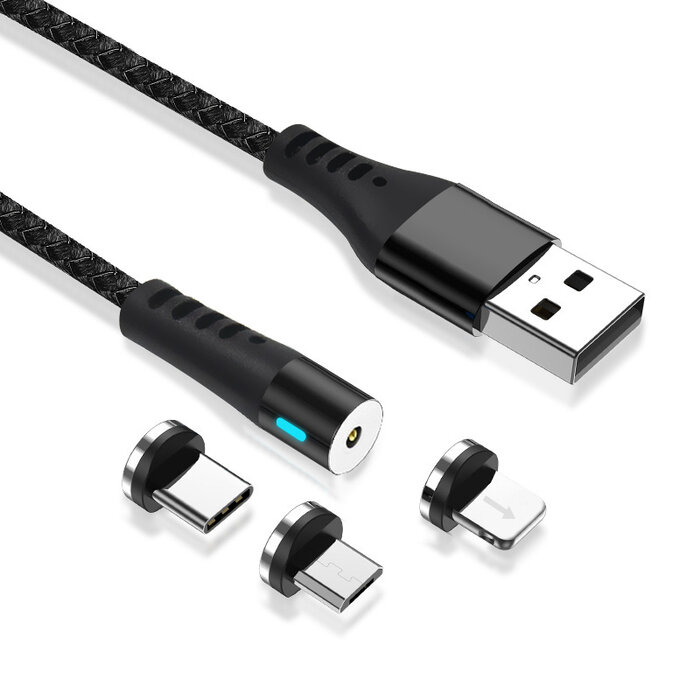 maXlife 3 in 1 USB laadkabel USB-C,   lightning, micro-USB Magnetisch 100cm