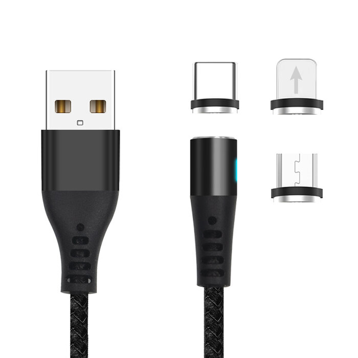 maXlife 3 in 1 USB laadkabel USB-C,   lightning, micro-USB Magnetisch 100cm