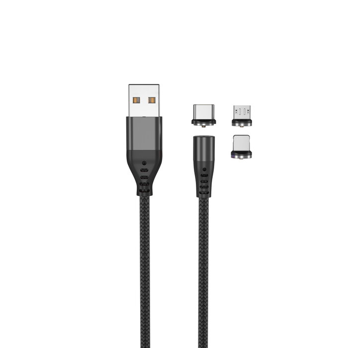 maXlife 3 in 1 USB laadkabel USB-C,   lightning, micro-USB Magnetisch 100cm