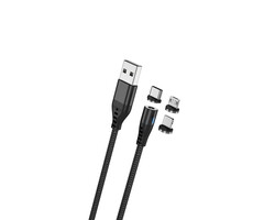 maXlife 3 in 1 USB laadkabel USB-C,   lightning, micro-USB Magnetisch 100cm