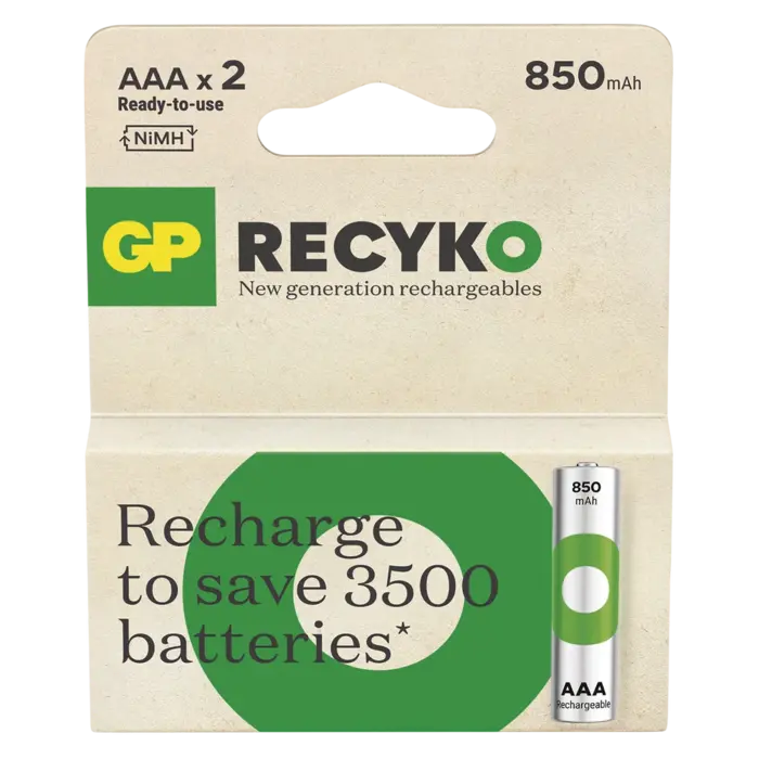 GP ReCyko AAA Oplaadbare Batterijen 850mAh – 2 Stuks