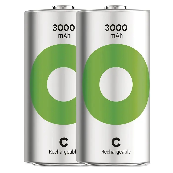 GP ReCyko C Oplaadbare Batterijen 3000mAh – Set van 2 met Hoge Capaciteit en Lage Zelfontlading