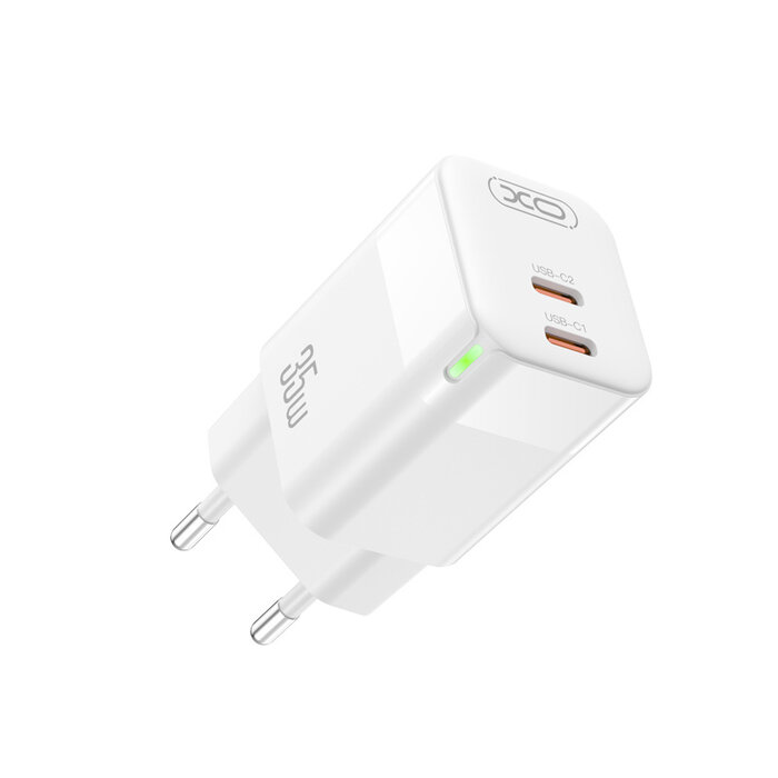 XO 35W Wandoplader met 2x USB-C Poorten, Ondersteunt Power Delivery