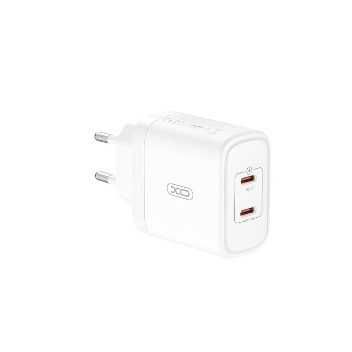 XO 50W Wandoplader met 2x USB-C Poorten, Inclusief USB-C naar USB-C Kabel