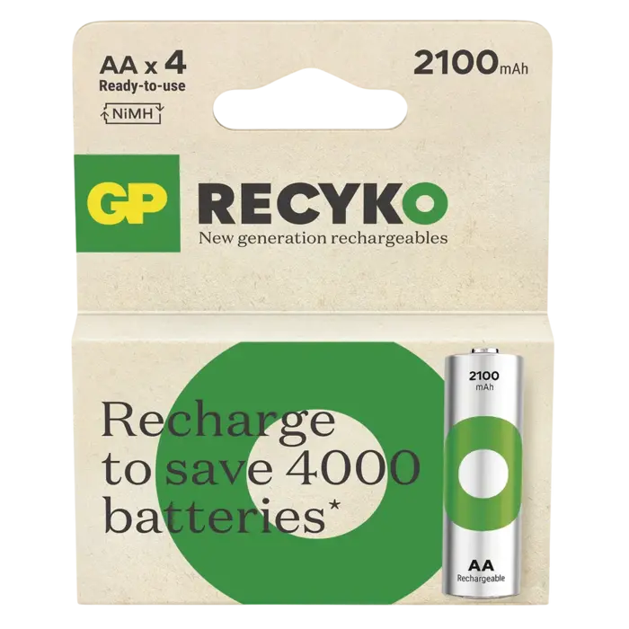 GP Batteries 2100mAh 4 stuks AA Recyko Oplaadbare batterijen