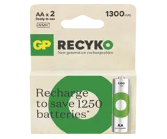 GP 1300 mAh 2 x Oplaadbare AA Penlite batterijen