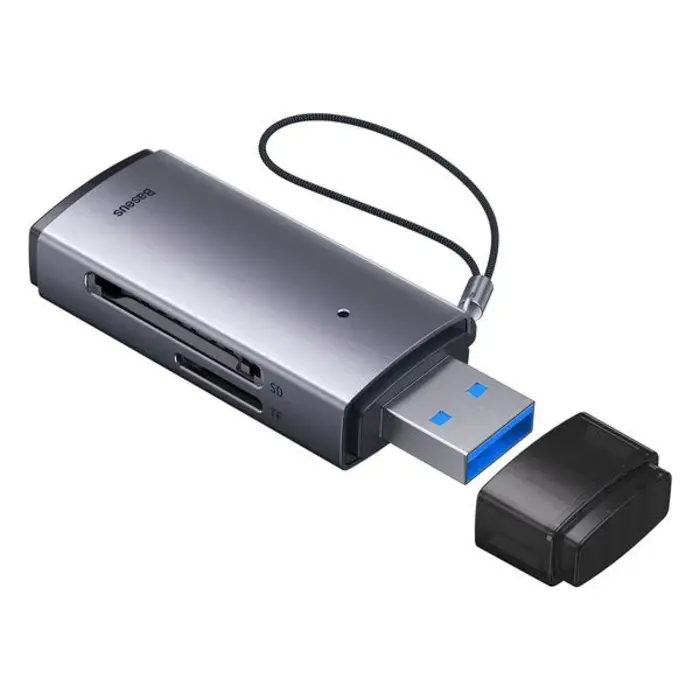 Baseus Lite Series SD en TF Geheugenkaartlezer USB 3.0 – Compacte en Snelle Kaartlezer voor SD, SDHC, SDXC, MMC, RS-MMC, Micro SD, Micro SDHC, Micro SDXC Kaarten