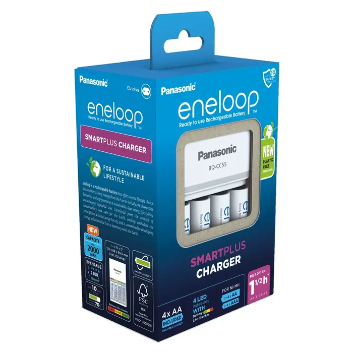 Eneloop Batterijlader Eneloop BQ-CC55E + 4xAA 2000mAh