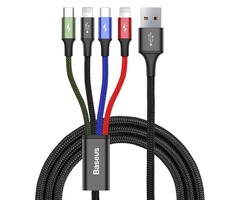 Baseus 4in1 USB-kabel - 2x  Lightning, USB-C en micro-USB 120cm  3,5A