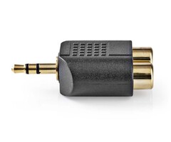 Nedis Stereo-Audioadapter 3,5 mm Male | 2x RCA Female | Verguld | Recht | ABS | Zwart | 10 Stuks