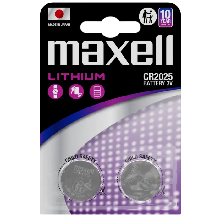 Maxell CR2025 Lithium knoopcel batterijen blister 2 stuks