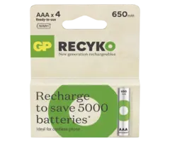 GP Batteries oplaadbare AAA Mini Penlite  650mAh 4 stuks