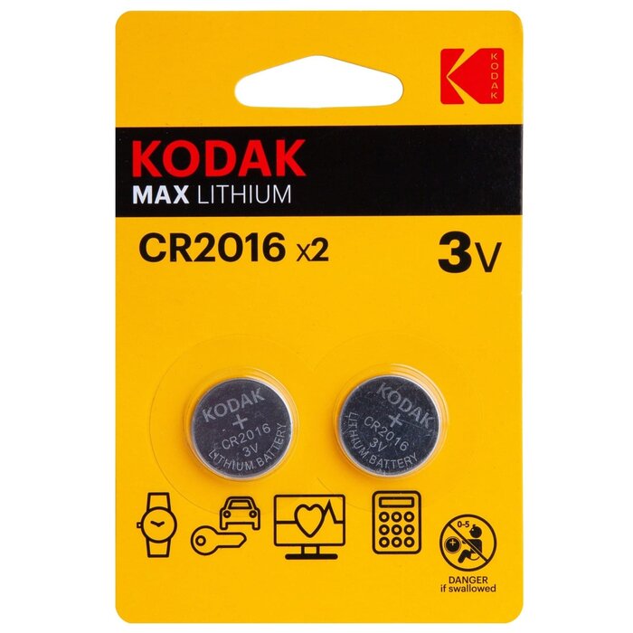 Kodak CR2016 Knoopcel Batterijen  2 stuks