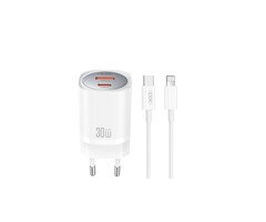 XO USB adapter 30 W met USB-C en USB inc Lightning kabel
