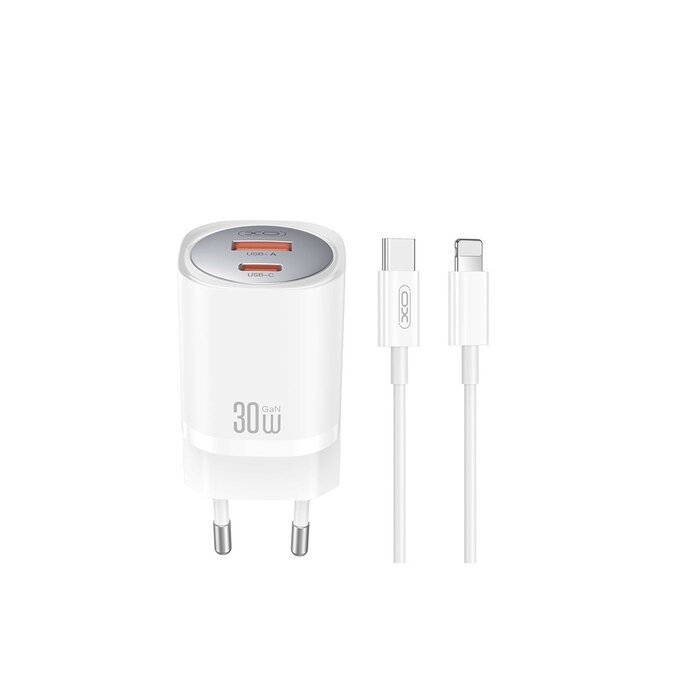 XO USB adapter 30 W met USB-C en USB inc Lightning kabel