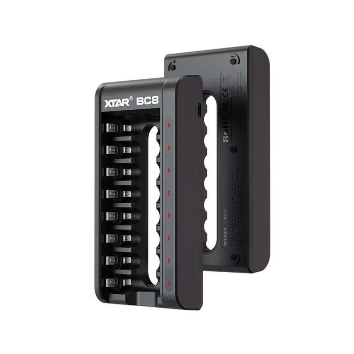 XTAR 8-voudige Universele Batterijlader met USB-C voor AA/AAA 1,5V Li-ion en 1,2V NiMH Batterijen