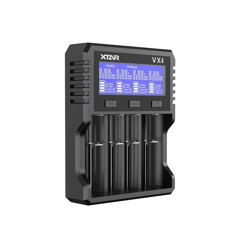XTAR Slimme Batterijlader VX4  met LED-indicatoren – Geschikt voor Li-ion, Ni-MH en Ni-CD – 4 Slots – USB-C Input