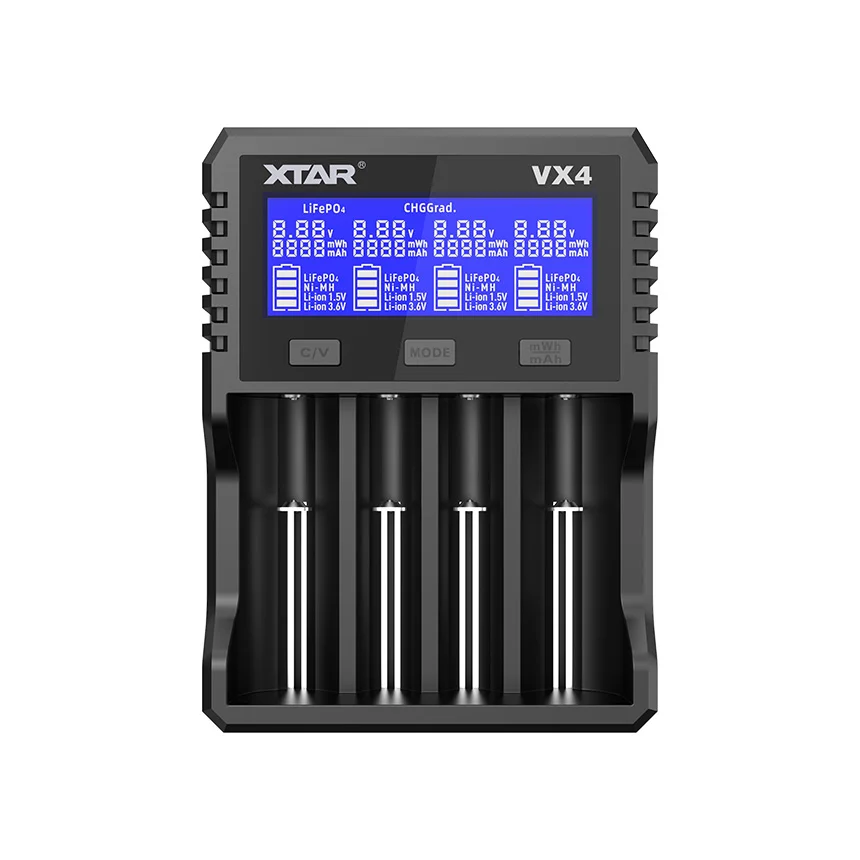 XTAR Slimme Batterijlader VX4  met LED-indicatoren – Geschikt voor Li-ion, Ni-MH en Ni-CD – 4 Slots – USB-C Input