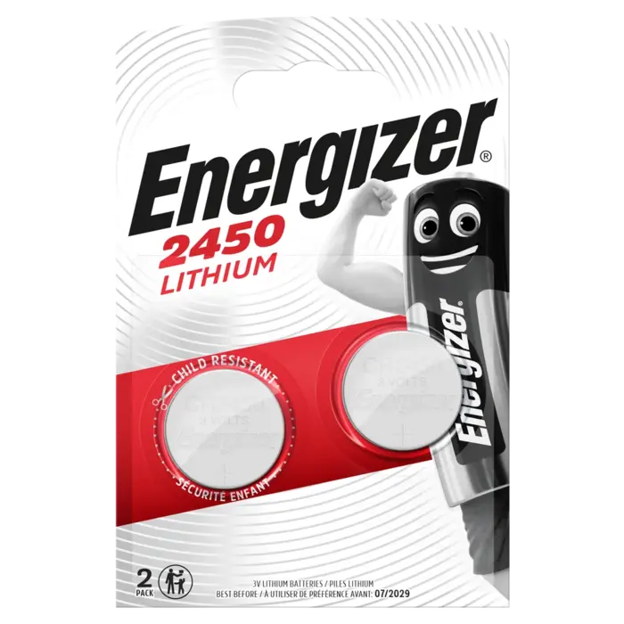 Energizer CR2450 Lithium Knoopcelbatterij – 3V – 2 stuks