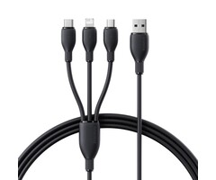 Baseus 3-in-1 USB Kabel - USB naar USB-C / Micro-USB / Lightning - 66W - 0.8m - Zwart