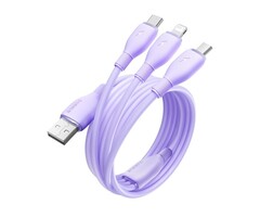 Baseus 3-in-1 USB Kabel - USB naar USB-C / Micro-USB / Lightning - 66W - 1.3m -Paars