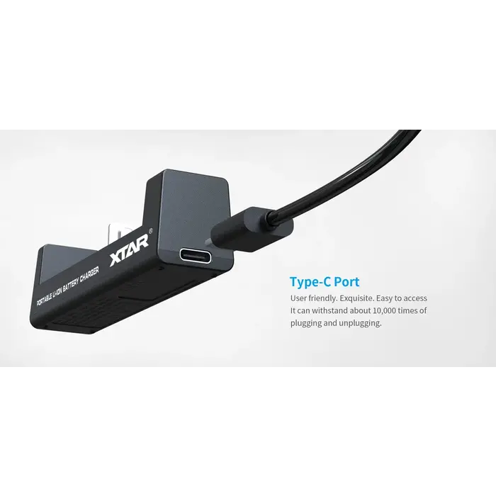 XTAR MC1 Compacte USB Batterijlader – 1-Slots – Voor 18650, 21700 en andere Li-ion Batterijen – Met LED Indicator – Zwart