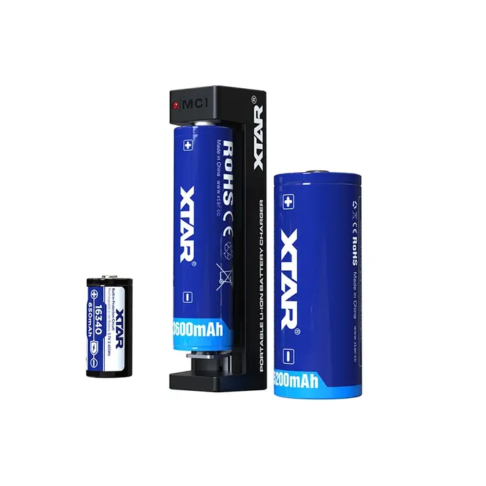 XTAR MC1 Compacte USB Batterijlader – 1-Slots – Voor 18650, 21700 en andere Li-ion Batterijen – Met LED Indicator – Zwart