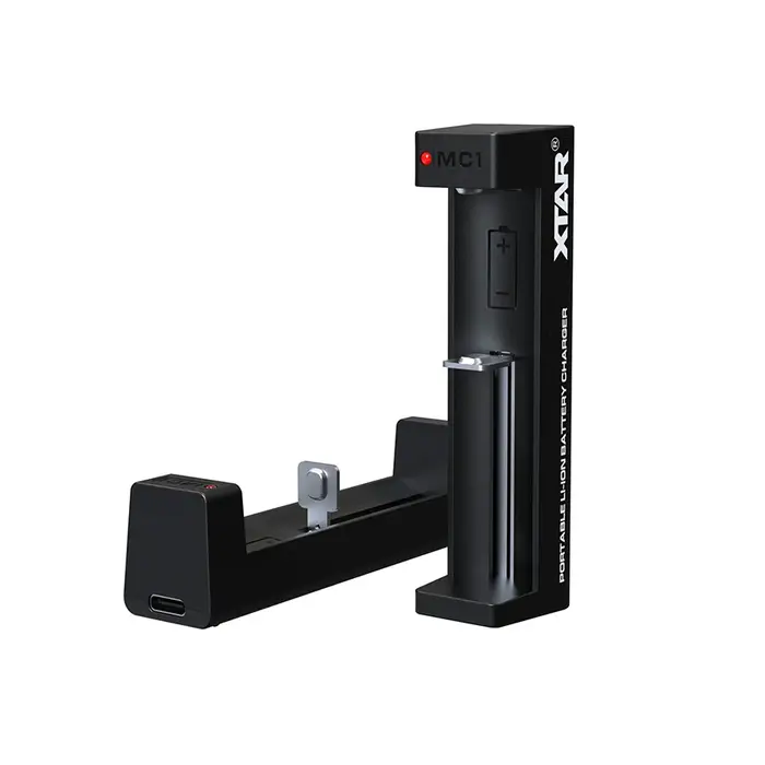 XTAR MC1 Compacte USB Batterijlader – 1-Slots – Voor 18650, 21700 en andere Li-ion Batterijen – Met LED Indicator – Zwart