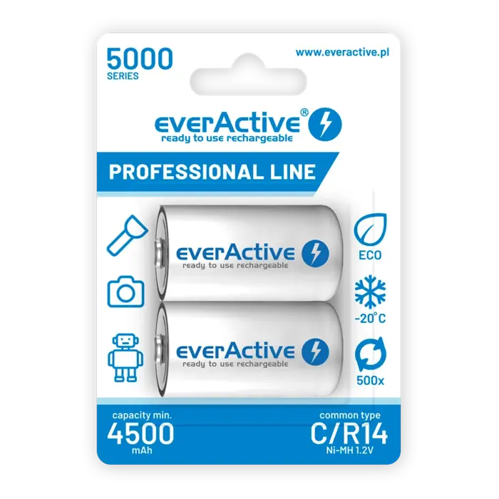 everActive HR14 C-batterijen – 5000 mAh – NiMH – Oplaadbaar – Professional Line – 2 stuks​