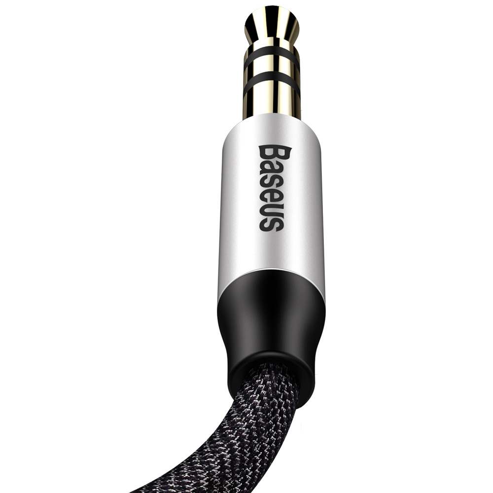 Baseus Audio Kabel 1,5m –M30 Yiven - 3,5mm Jack naar Jack – Goudvergulde Pluggen – Zwart/Zilver