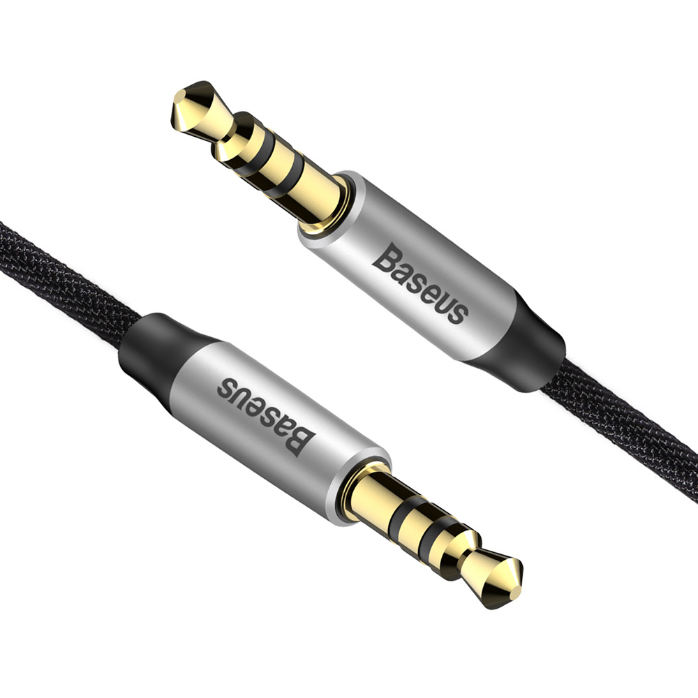 Baseus Audio Kabel 1,5m –M30 Yiven - 3,5mm Jack naar Jack – Goudvergulde Pluggen – Zwart/Zilver