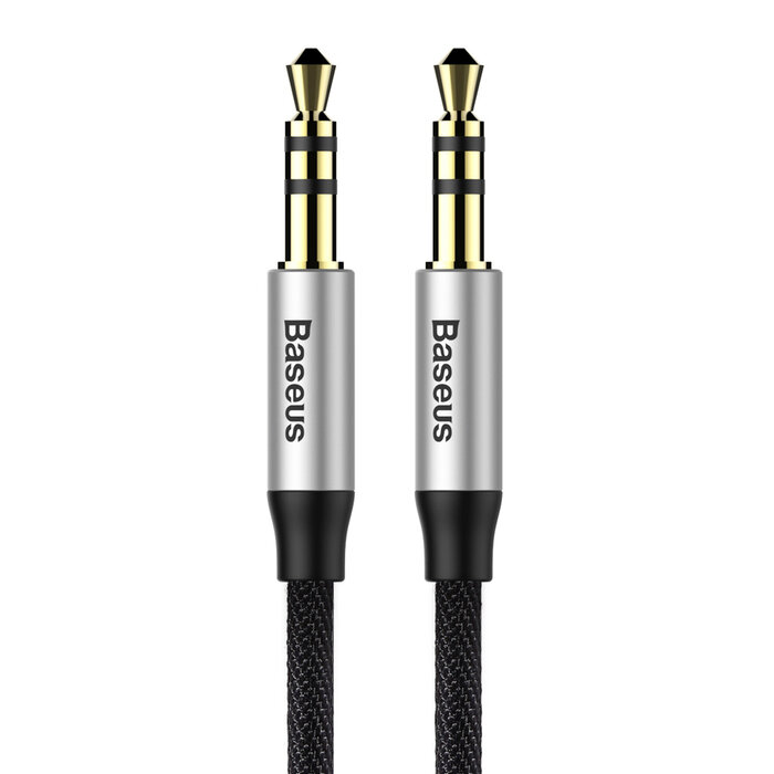 Baseus Audio Kabel 1,5m –M30 Yiven - 3,5mm Jack naar Jack – Goudvergulde Pluggen – Zwart/Zilver